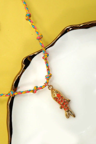 18K STAINLESS STEEL CORDED CHARM NECKLACE | 40NK9555