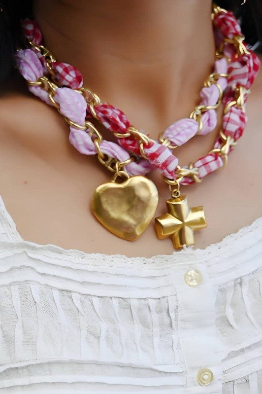18K STAINLESS STEEL SCARF CHARM NECKLACE | 40NK9561