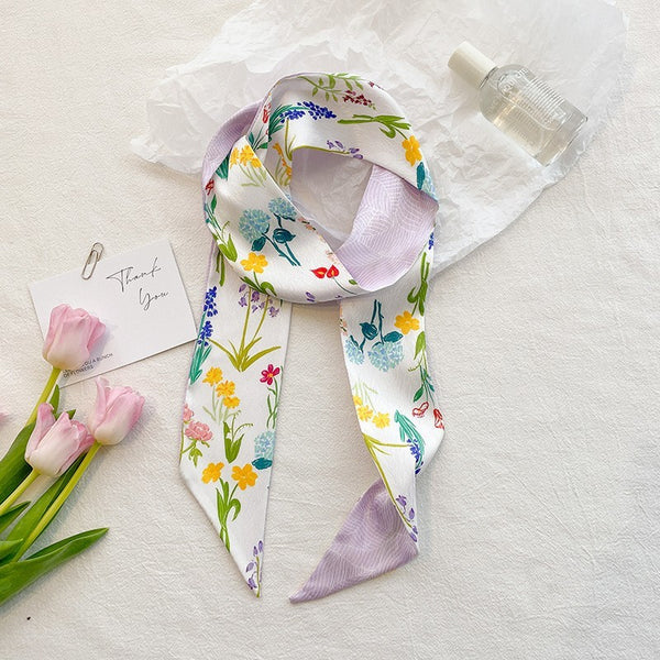 SOFT SILKY SKINNY TWILLY SCARF NECKLACE WRAP | 40SC684