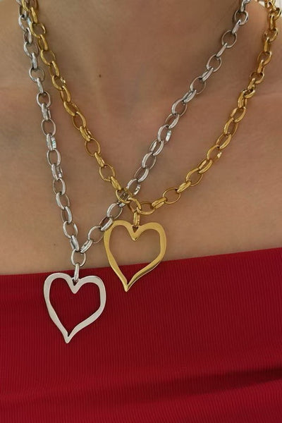 18K STAINLESS STEEL TARNISH FREE HEART NECKLACE | 40NK9564