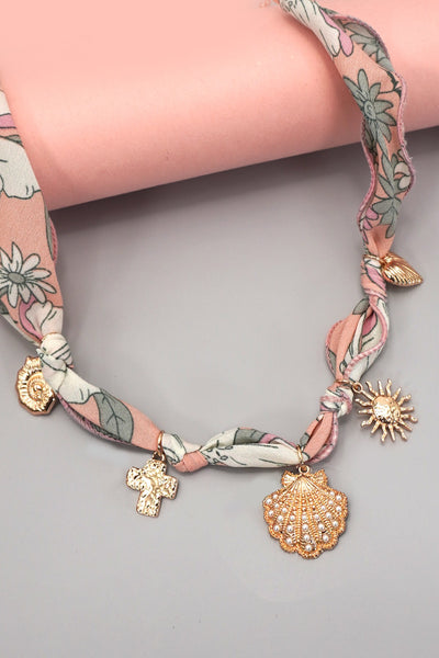 SCARF CHARM NECKLACE-SEASHELL SUN CROSS HEART | 80N92325