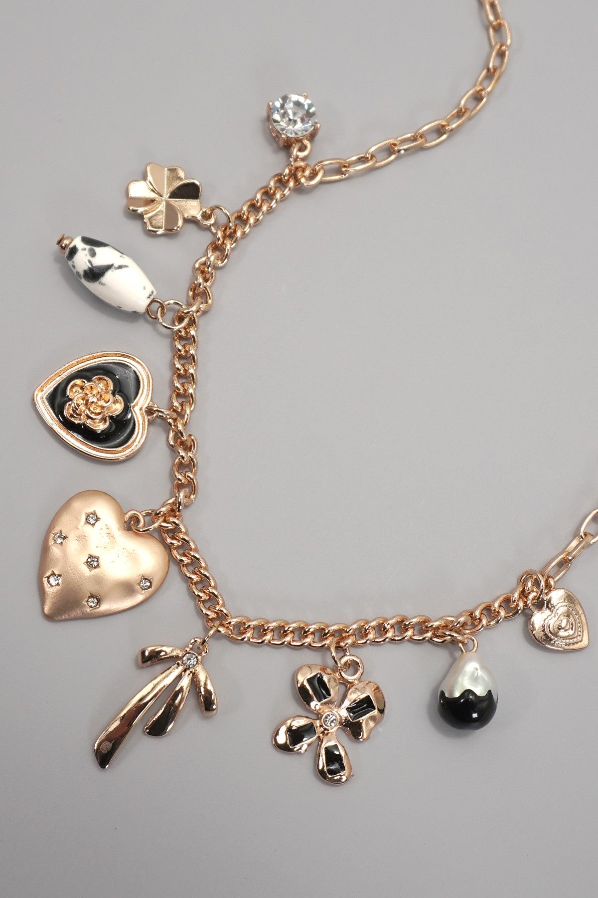 CHARM NECKLACE-HEART BOW PEARL FLOWER | 80N92312