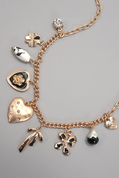 CHARM NECKLACE-HEART BOW PEARL FLOWER | 80N92312