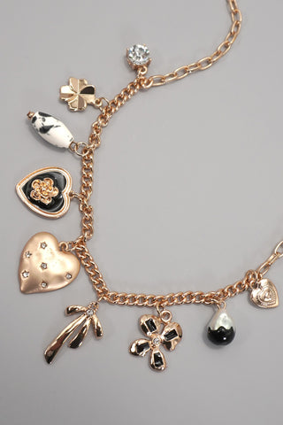 CHARM NECKLACE-HEART BOW PEARL FLOWER | 80N92312