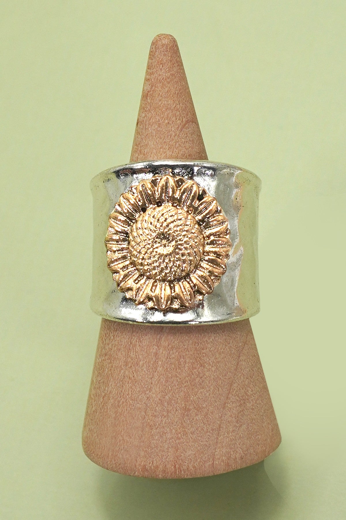 VINTAGE BOHO  TWO TONE SUNFLOWER STATEMENT RING | 80R123