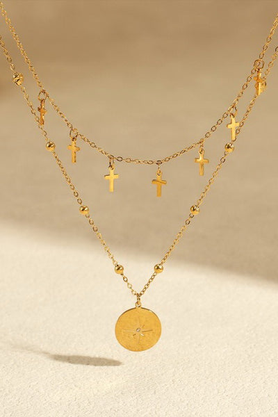 18K STAINLESS STEEL TARNISH FREE CROSS NECKLACE | 40NK9565