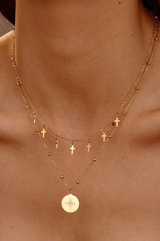 18K STAINLESS STEEL TARNISH FREE CROSS NECKLACE | 40NK9565