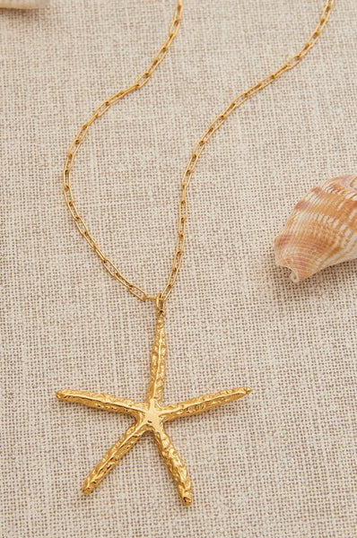 18K STAINLESS STEEL TARNISH FREE STARFISH NECKLACE | 40NK9573