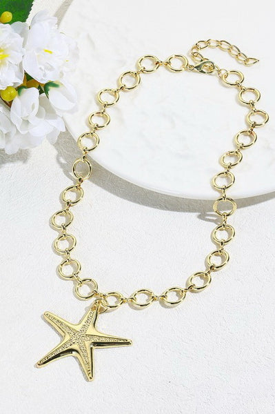 PUFFY STAR CHUNKY CHAIN STATEMENT NECKLACE | 40NK9571