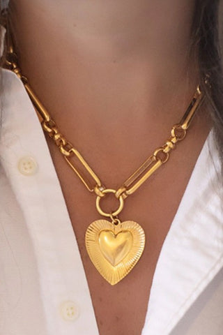 ETCHED HEART CHUNKY CHAIN STATEMENT NECKLACE | 40NK9576