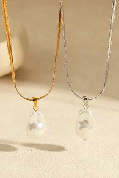 18K STAINLESS STEEL TARNISH FREE PEARL NECKLACE | 40NK9578