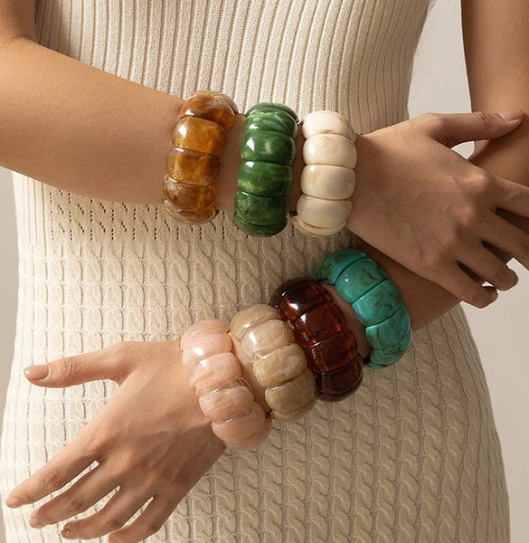 Color-Block Acrylic Stretch Cord Bracelet | 40B5195