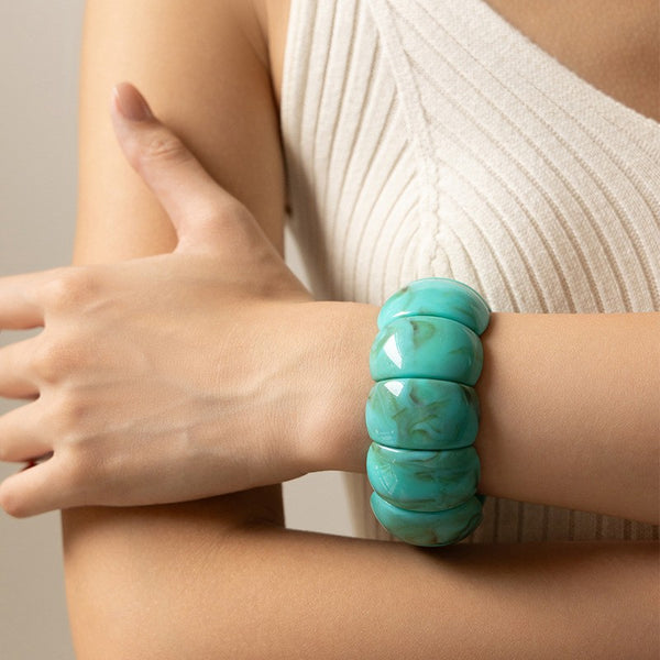 Color-Block Acrylic Stretch Cord Bracelet | 40B5195