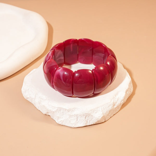 Color-Block Acrylic Stretch Cord Bracelet | 40B5195