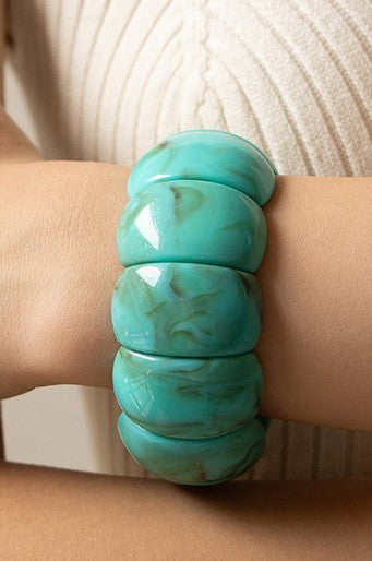 Color-Block Acrylic Stretch Cord Bracelet | 40B5195