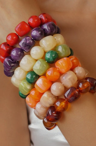 Color-Block Cube Circle Stretch Cord Bracelet | 40B5197