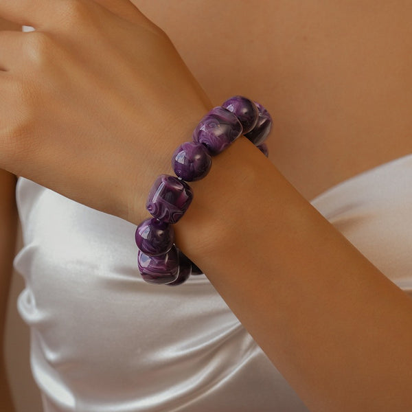 Color-Block Cube Circle Stretch Cord Bracelet | 40B5197