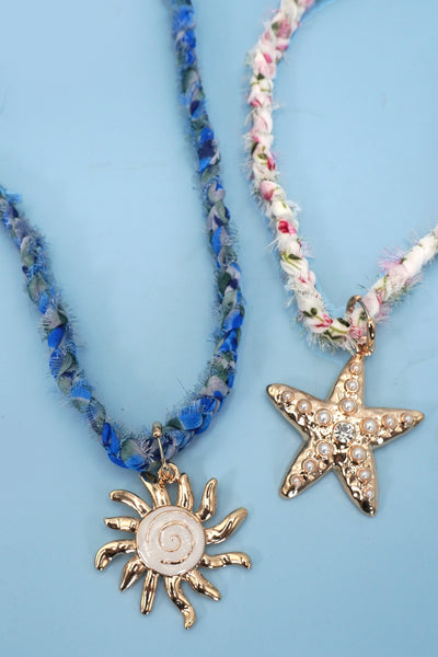 SCARF NECKLACE-INTERCHANGEABLE STARFISH SUN CHARM | 80N92337