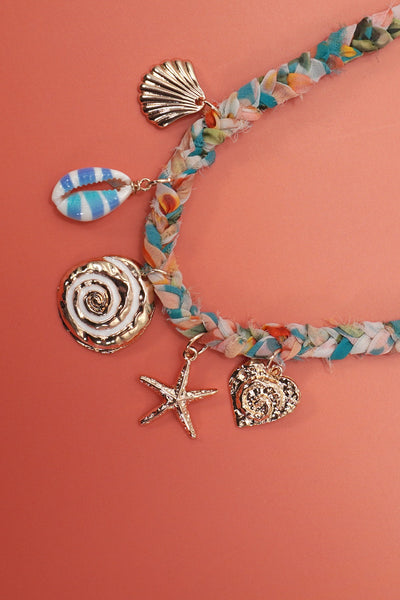 SCARF CHARM NECKLACE-STARFISH  SEASHELL SUN | 80N92335