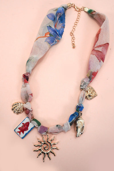SCARF CHARM NECKLACE-FISH SUN CONCH SEASHELL | 80N92363