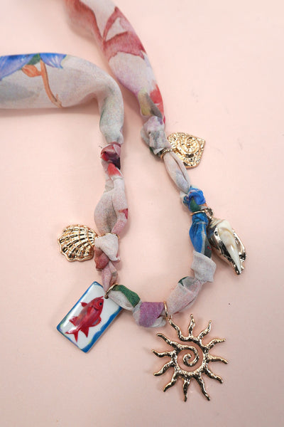 SCARF CHARM NECKLACE-FISH SUN CONCH SEASHELL | 80N92363