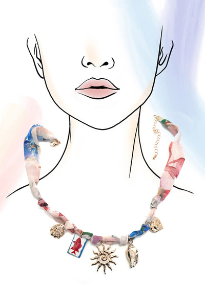 SCARF CHARM NECKLACE-FISH SUN CONCH SEASHELL | 80N92363