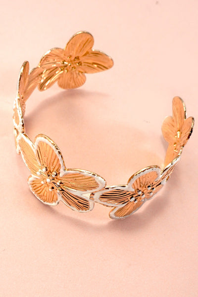 OPEN CUT FLORAL EPOXY ADJUSTABLE CUFF BRACELET | 80B1526