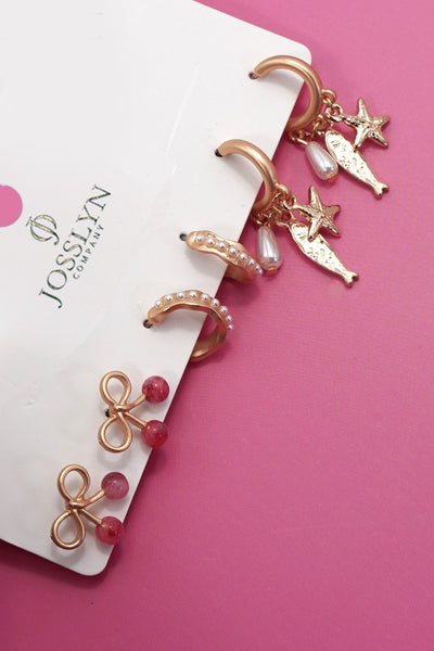 Sea Life Trio Cherry Huggie Fish Hoop Earrings | 80E61310