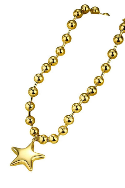 PUFFY STAR CHUNKY BALL CHAIN STATEMENT NECKLACE | 40NK9584