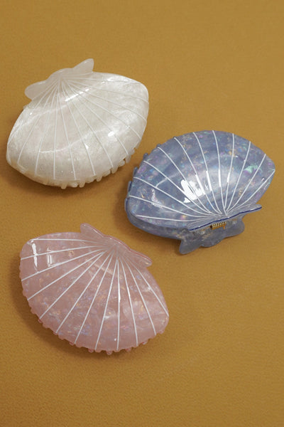 JUMBO BEACH OCEAN PVC SEASHELL HAIR CLAW CLIPS | 40H1004