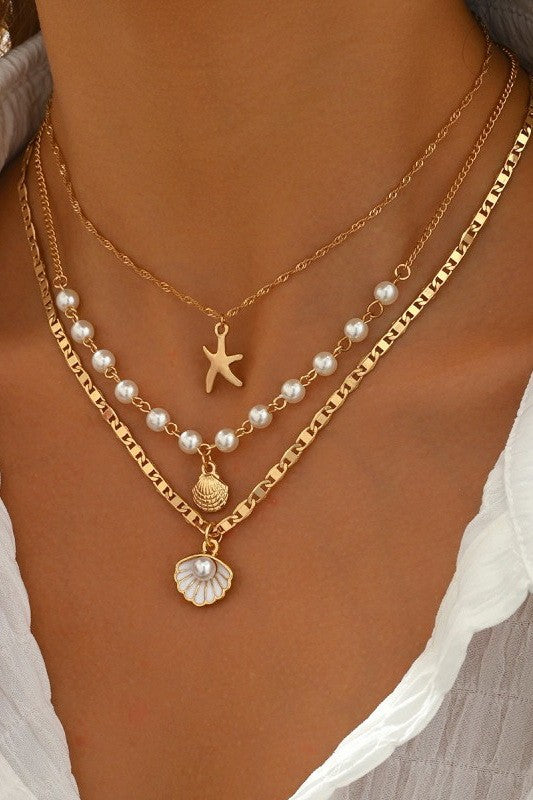 18K STAINLESS STEEL TARNISH FREE LAYERED NECKLACE | 40NK9591