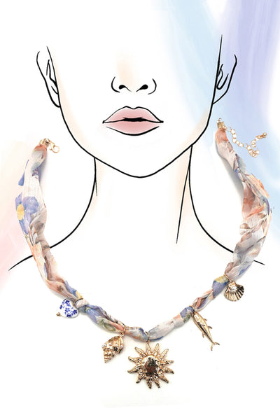 SCARF CHARM NECKLACE-SUN FISH SEASHELL | 80N92379