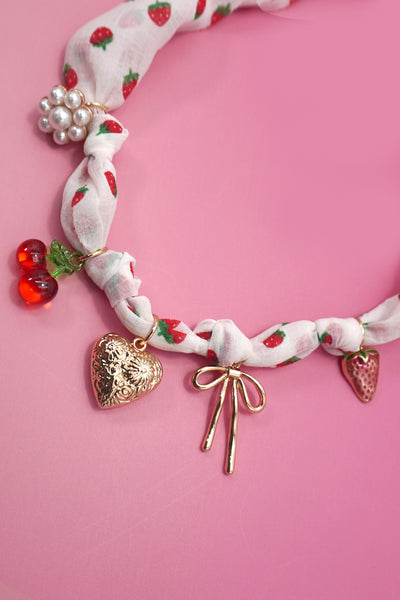 SCARF CHARM NECKLACE-HEART STRAWBERRY CHERRY | 80N92388