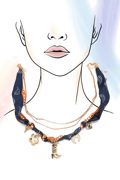 SCARF CHARM NECKLACE-BOOT FLOWER HEART BULL | 80N92394