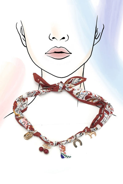 SCARF CHARM NECKLACE-BOOT CHERRY HORSESHOE HAT | 80N92393