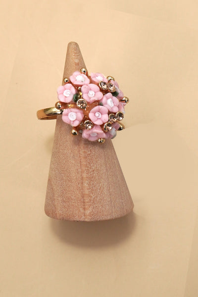 BLOSSOM FLOWER ADJUSTABLE GOLD RING | 80R104