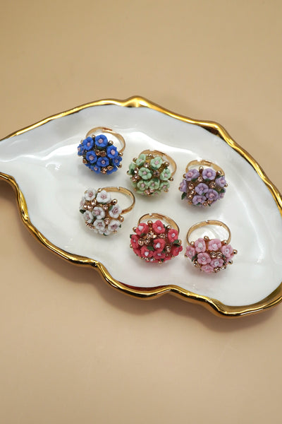 BLOSSOM FLOWER ADJUSTABLE GOLD RING | 80R104