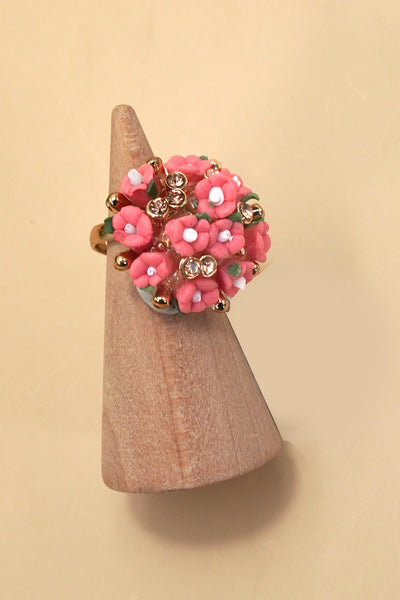 BLOSSOM FLOWER ADJUSTABLE GOLD RING | 80R104