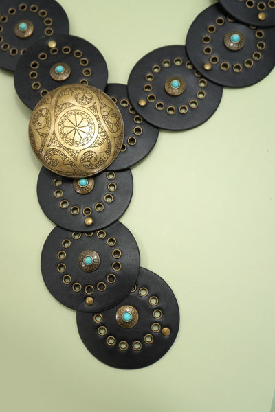 Studded Circular Disc Snap Y Shape Punk Belt | 40BT657