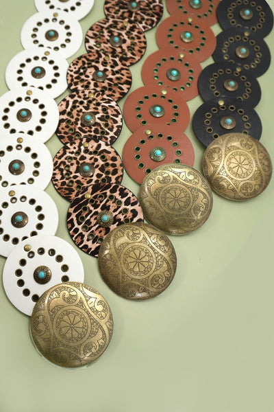 Studded Circular Disc Snap Y Shape Punk Belt | 40BT657