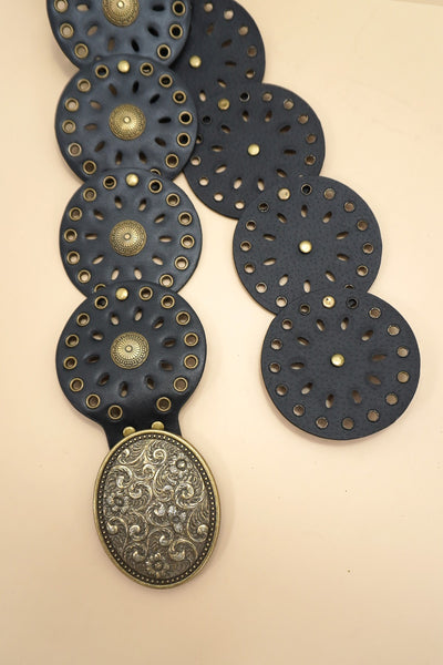 Studded Oval Disc Snap Y Shape Punk Belt | 40BT658