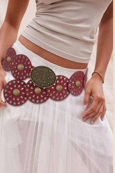 Studded Oval Disc Snap Y Shape Punk Belt | 40BT658