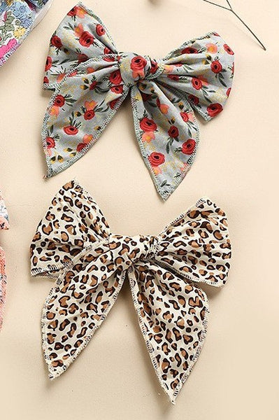 LARGE ANIMAL FLORAL BOW RIBBON HAIR CLIPS | 40H1012