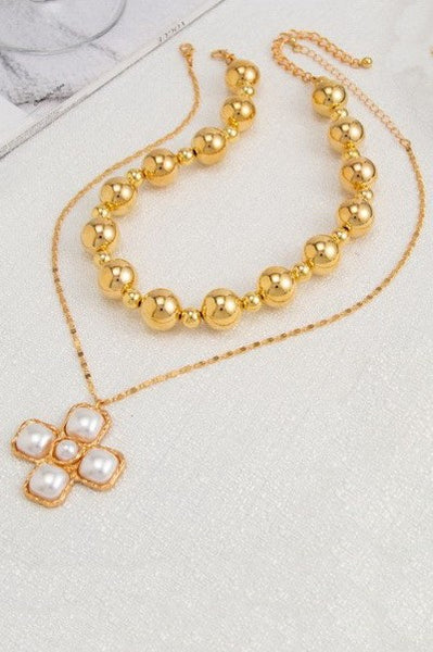 CROSS CHUNKY BALL CHAIN STATEMENT NECKLACE | 40NK9598