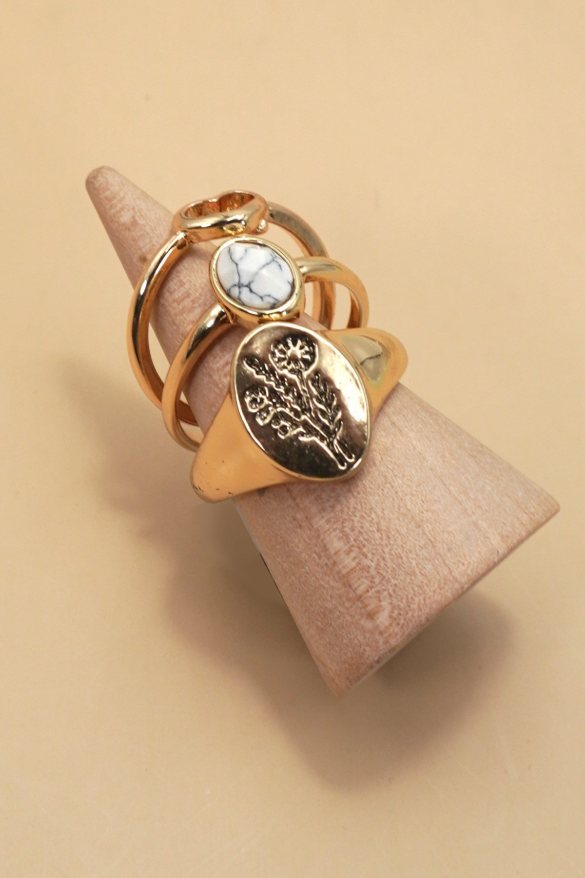 FLOWER HEART STONE 3 RING SET | 80R126