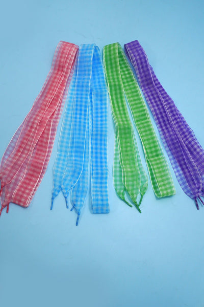 CHECKER SATIN ORGANZA SHOE LACE | 40SD112