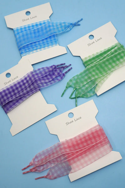 CHECKER SATIN ORGANZA SHOE LACE | 40SD112