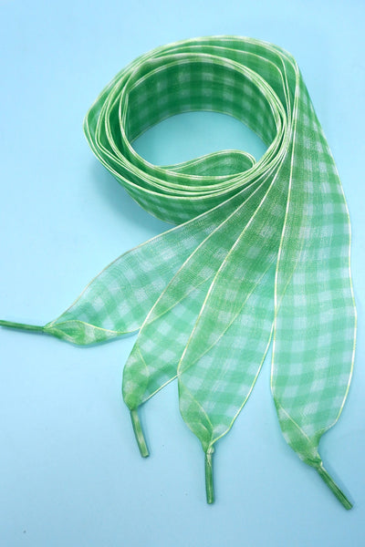 CHECKER SATIN ORGANZA SHOE LACE | 40SD112