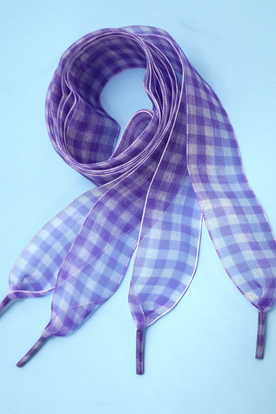 CHECKER SATIN ORGANZA SHOE LACE | 40SD112