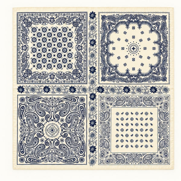 Four-Panel Paisley Bandana Print Square Scarf | 40SC745